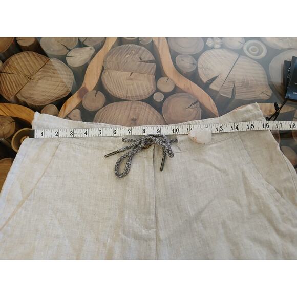 Ably Filium Activated 100% Linen Tie Elastic Waist Bermuda Pull on Shorts NWT L - Picture 4 of 14